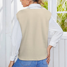 Cargar imagen en el visor de la galería, Chaleco / Suéter / Jersey de punto sin mangas cuello en V moderno para mujer MY06 Personalizado con Impresión Completa de múltiples imágenes con Foto Logo Patrón Texto