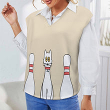 Cargar imagen en el visor de la galería, Chaleco / Suéter / Jersey de punto sin mangas cuello en V moderno para mujer MY06 Personalizado con Impresión Completa de múltiples imágenes con Foto Logo Patrón Texto