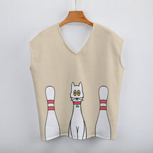 Cargar imagen en el visor de la galería, Chaleco / Suéter / Jersey de punto sin mangas cuello en V moderno para mujer MY06 Personalizado con Impresión Completa de múltiples imágenes con Foto Logo Patrón Texto