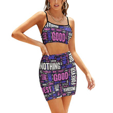 Cargar imagen en el visor de la galería, Conjunto de Falda Mini de Dos Piezas con Tirantes para Mujer NZ018 Personalizado con Impresión Completa con Foto Logo Patrón Texto