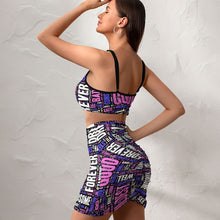 Cargar imagen en el visor de la galería, Conjunto de Falda Mini de Dos Piezas con Tirantes para Mujer NZ018 Personalizado con Impresión Completa con Foto Logo Patrón Texto