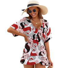 Cargar imagen en el visor de la galería, Cubierta de Una Pieza de Playa Vestido con Volantes para Mujer NZ031 Personalizada con Impresión Completa de múltiples imágenes con Foto Logo Patrón Texto