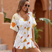 Cargar imagen en el visor de la galería, Blusa Cubierta de Una Pieza con Volantes para Mujer NZ031 Personalizada con Impresión Completa de una imagen con Foto Logo Patrón Texto