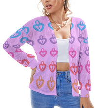 Cargar imagen en el visor de la galería, Cárdigan de punto casual con hombros caídos para mujer NZ055 Personalizado con Impresión Completa de múltiples imágenes con Foto Logo Patrón Texto