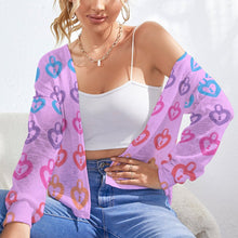 Cargar imagen en el visor de la galería, Cárdigan de punto casual con hombros caídos para mujer NZ055 Personalizado con Impresión Completa de múltiples imágenes con Foto Logo Patrón Texto