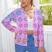 Cargar imagen en el visor de la galería, Cárdigan de punto casual con hombros caídos para mujer NZ055 Personalizado con Impresión Completa de múltiples imágenes con Foto Logo Patrón Texto