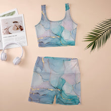 Cargar imagen en el visor de la galería, Conjunto de chaleco de yoga roscado Secado Rápido Estampado para mujer NZ063 Personalizado con Impresión Completa de múltiples imágenes  con Foto Logo Patrón Texto