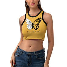 Cargar imagen en el visor de la galería, Tank Top Crop Top Camiseta Corta sin Mnaga Tirante para Mujer NZ107 Personalizado con impresión completa de una sola imagen con Foto Logo Patrón Texto