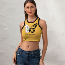 Cargar imagen en el visor de la galería, Tank Top Crop Top Camiseta Corta sin Mnaga Tirante para Mujer NZ107 Personalizado con impresión completa de una sola imagen con Foto Logo Patrón Texto
