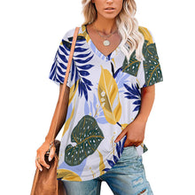 Cargar imagen en el visor de la galería, Camiseta de Manga Corta con Cuello en V para Mujer NZ109 Personalizada con Impresión Completa de una imagen con Foto Logo Patrón Texto