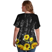 Cargar imagen en el visor de la galería, Camiseta de manga corta con cuello en V talla grande de moda para mujer NZ109 Personalizada con Impresión Completa de múltiples imágenes con Foto Logo Patrón Texto