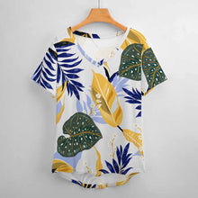 Cargar imagen en el visor de la galería, Camiseta de manga corta con cuello en V talla grande de moda para mujer NZ109 Personalizada con Impresión Completa de una imagen con Foto Logo Patrón Texto