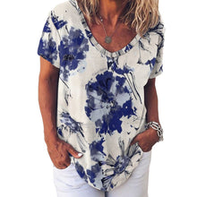 Cargar imagen en el visor de la galería, Camiseta de Manga Corta con Cuello en V para Mujer NZ109 Personalizada con Impresión Completa de múltiples imágenes con Foto Logo Patrón Texto