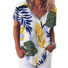 Cargar imagen en el visor de la galería, Camiseta de Manga Corta con Cuello en V para Mujer NZ109 Personalizada con Impresión Completa de una imagen con Foto Logo Patrón Texto