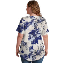 Cargar imagen en el visor de la galería, Camiseta de Manga Corta con Cuello en V para Mujer NZ109 Personalizada con Impresión Completa de múltiples imágenes con Foto Logo Patrón Texto