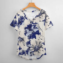 Cargar imagen en el visor de la galería, Camiseta de Manga Corta con Cuello en V para Mujer NZ109 Personalizada con Impresión Completa de múltiples imágenes con Foto Logo Patrón Texto