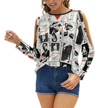 Cargar imagen en el visor de la galería, Blusa Camisa de manga larga con hombros descubiertos Sexy de mujer NZ150 Personalizada con impresión completa de múltiples imágenes con Foto Logo Patrón Texto