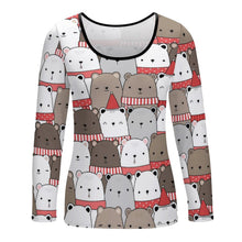 Cargar imagen en el visor de la galería, Blusa de fondo con cuello redondo grande básica regular para mujer NZ151 Personalizada con Impresión Completa de múltiples imágenes con Foto Logo Patrón Texto