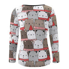 Cargar imagen en el visor de la galería, Blusa de fondo con cuello redondo grande básica regular para mujer NZ151 Personalizada con Impresión Completa de múltiples imágenes con Foto Logo Patrón Texto