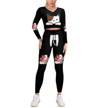 Cargar imagen en el visor de la galería, Traje de Sudadera deportiva ajustada cuello en V Camiseta manga larga para mujer NZ153 Personalizado con Impresión Completa de una imagen con Foto Logo Patrón Texto