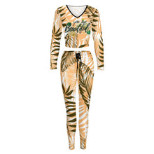 Cargar imagen en el visor de la galería, Traje de Sudadera deportiva ajustada cuello en V Camiseta manga larga para mujer NZ153 Personalizado con Impresión Completa de múltiples imágenes con Foto Logo Patrón Texto