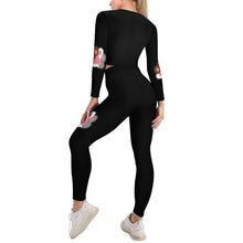 Cargar imagen en el visor de la galería, Traje de Sudadera deportiva ajustada cuello en V Camiseta manga larga para mujer NZ153 Personalizado con Impresión Completa de una imagen con Foto Logo Patrón Texto