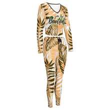 Cargar imagen en el visor de la galería, Traje de Sudadera deportiva ajustada cuello en V Camiseta manga larga para mujer NZ153 Personalizado con Impresión Completa de múltiples imágenes con Foto Logo Patrón Texto