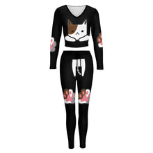 Cargar imagen en el visor de la galería, Traje de Sudadera deportiva ajustada cuello en V Camiseta manga larga para mujer NZ153 Personalizado con Impresión Completa de una imagen con Foto Logo Patrón Texto