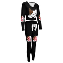 Cargar imagen en el visor de la galería, Traje de Sudadera deportiva ajustada cuello en V Camiseta manga larga para mujer NZ153 Personalizado con Impresión Completa de una imagen con Foto Logo Patrón Texto