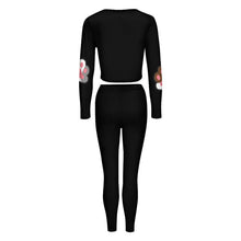 Cargar imagen en el visor de la galería, Traje de Sudadera deportiva ajustada cuello en V Camiseta manga larga para mujer NZ153 Personalizado con Impresión Completa de una imagen con Foto Logo Patrón Texto