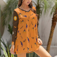 Cargar imagen en el visor de la galería, Vestido suelto holgado de moda manga larga para mujer NZ035 Personalizado con Impresión Completa de múltiples imágenes con Foto Logo Patrón Texto