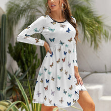 Cargar imagen en el visor de la galería, Vestido Plisado con Cuello Redondo para Mujer NZ036 Personalizado con Impresión Completa de una imagen con Foto Logo Patrón Texto