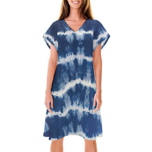Cargar imagen en el visor de la galería, Vestido holgado de Manga Corta con Cuello en V para mujer NZ2202046 Personalizado con Impresión Completa de una imagen con Foto Logo Patrón Texto