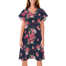 Cargar imagen en el visor de la galería, Vestido Cuello en V de Moda Manga Corta para mujer NZ2202046 Personalizado con Impresión Completa de múltiples imágenes con Foto Logo Patrón Texto