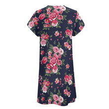 Cargar imagen en el visor de la galería, Vestido Cuello en V de Moda Manga Corta para mujer NZ2202046 Personalizado con Impresión Completa de múltiples imágenes con Foto Logo Patrón Texto