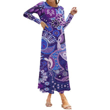 Cargar imagen en el visor de la galería, Vestido Manga Larga de Moda con Volantes Cuello Redondo para mujer NZ2202048 Personalizado con Impresión Completa de múltiples imágenes con Foto Logo Patrón Texto