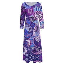 Cargar imagen en el visor de la galería, Vestido Manga Larga de Moda con Volantes Cuello Redondo para mujer NZ2202048 Personalizado con Impresión Completa de múltiples imágenes con Foto Logo Patrón Texto