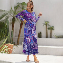 Cargar imagen en el visor de la galería, Vestido Manga Larga de Moda con Volantes Cuello Redondo para mujer NZ2202048 Personalizado con Impresión Completa de múltiples imágenes con Foto Logo Patrón Texto