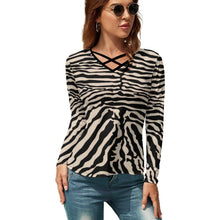 Cargar imagen en el visor de la galería, Camiseta Sexy Holgada Manga larga Cuello en V para Mujer NZ118 Personalizada con Impresión Completa de múltiples imágenes con Foto Logo Patrón Texto