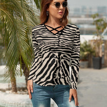 Cargar imagen en el visor de la galería, Camiseta Sexy Holgada Manga larga Cuello en V para Mujer NZ118 Personalizada con Impresión Completa de múltiples imágenes con Foto Logo Patrón Texto