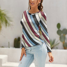 Cargar imagen en el visor de la galería, Camiseta / Blusa de Fondo de Hilo de Red Casual de Moda para Mujer NZ140 Personalizada con Impresión Completa de múltiples imágenes con Foto Logo Patrón Texto
