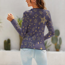 Cargar imagen en el visor de la galería, Blusa de Fondo / Camiseta Casual Moderno de Hilo de Red para Mujer NZ140 Personalizada con Impresión Completa de una imagen con Foto Logo Patrón Texto