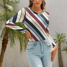 Cargar imagen en el visor de la galería, Camiseta / Blusa de Fondo de Hilo de Red Casual de Moda para Mujer NZ140 Personalizada con Impresión Completa de múltiples imágenes con Foto Logo Patrón Texto