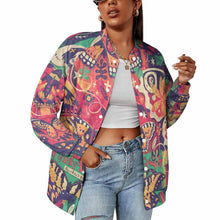 Cargar imagen en el visor de la galería, Chaqueta de Deporte Casual Uniforme de Béisbol Holgado para Mujer NZ2205053 Personalizada con impresión completa de múltiples imágenes con Foto Logo Patrón Texto