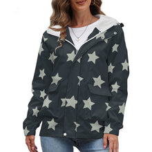 Cargar imagen en el visor de la galería, Chaqueta gruesa corta deportiva de moda con forro polar para mujer A679 Personalizada con Impresión Completa de una imagen con Foto Logo Patrón Texto