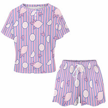 Cargar imagen en el visor de la galería, Conjunto Traje casual de pijama de dos piezas ropa de casa de manga corta Top Pantalones cortos para mujer UTZ Personalizado con Impresión Completa de una imagen con Foto Logo Patrón Texto