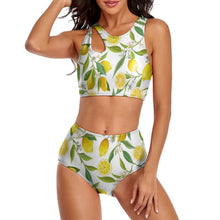 Cargar imagen en el visor de la galería, Bikini / Bañador dos piezas de moda cintura alta para mujer OCS2118 Personalizado de múltiples imágenes con impresión completa con Foto Logo Patrón Texto