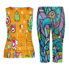 Cargar imagen en el visor de la galería, Camiseta sin manga pantalones cortos Traje / Conjunto ajustado de dos piezas para mujer PTZ Personalizada con Impresión Completa de múltiples imágenes con Foto Logo Patrón Texto
