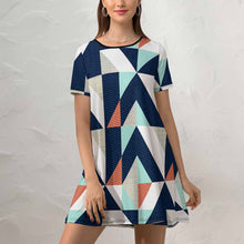 Cargar imagen en el visor de la galería, Vestido Holgado de Manga Corta Casual para Mujer NZ011 Personalizado con Impresión Completa con Foto Logo Patrón Texto