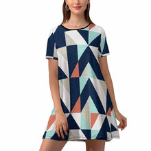 Cargar imagen en el visor de la galería, Vestido Holgado de Manga Corta Casual para Mujer NZ011 Personalizado con Impresión Completa con Foto Logo Patrón Texto